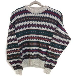 Vintage Lake Harmony Sweater Mens Large Multicolor Crewneck Made‎ in USA 90s